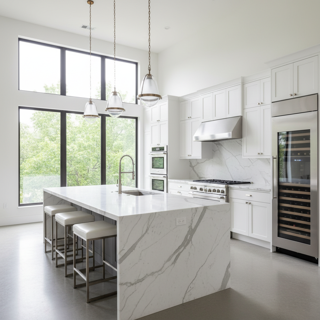 Luxury Bel Air kitchen with built-in refrigerator and wine cooler
